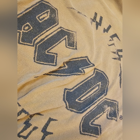 AC DC High Voltage Glitter in the LetteringVintage Look Yellow Men's Size M - Picture 5 of 6